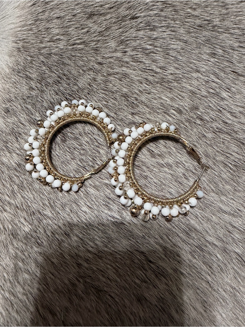 Lilly Pulitzer Gold Hoop Earrings with White Beads